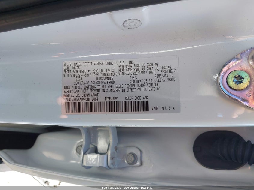 2025 Mazda Cx-50 Hybrid Premium Package VIN: 7MMVAADW4SN112684 Lot: 45385466