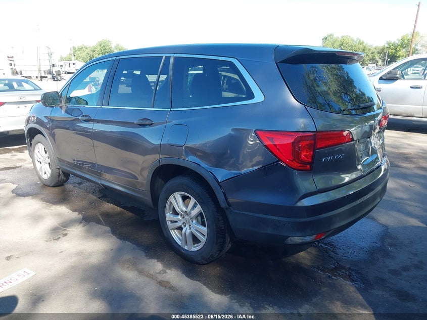 Vin: 5fnyf6h16gb027197, lot: 45883518, honda pilot lx 20163