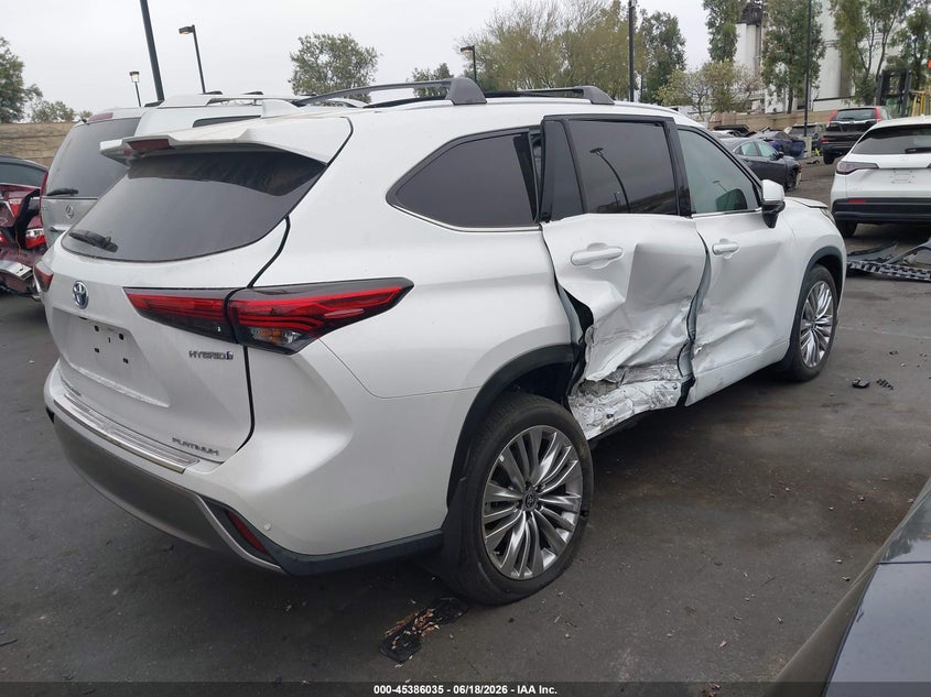 Vin: 5tdfarah9ps022831, lot: 45884030, toyota highlander hybrid platinum 20234