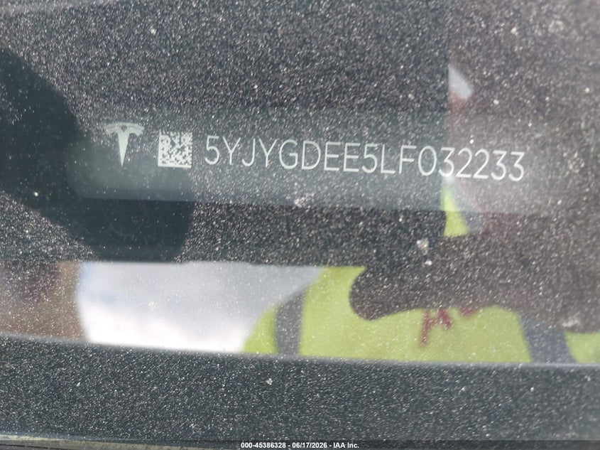 2020 Tesla Model Y Long Range Dual Motor All-Wheel Drive VIN: 5YJYGDEE5LF032233 Lot: 45386328