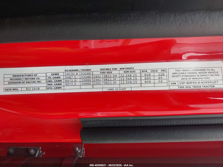 2019 PETERBILT 579 auction photo 8