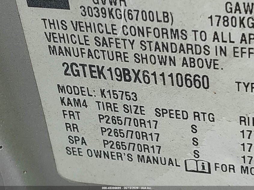 2006 GMC SIERRA TRUCK 5.3L V-8 310HP