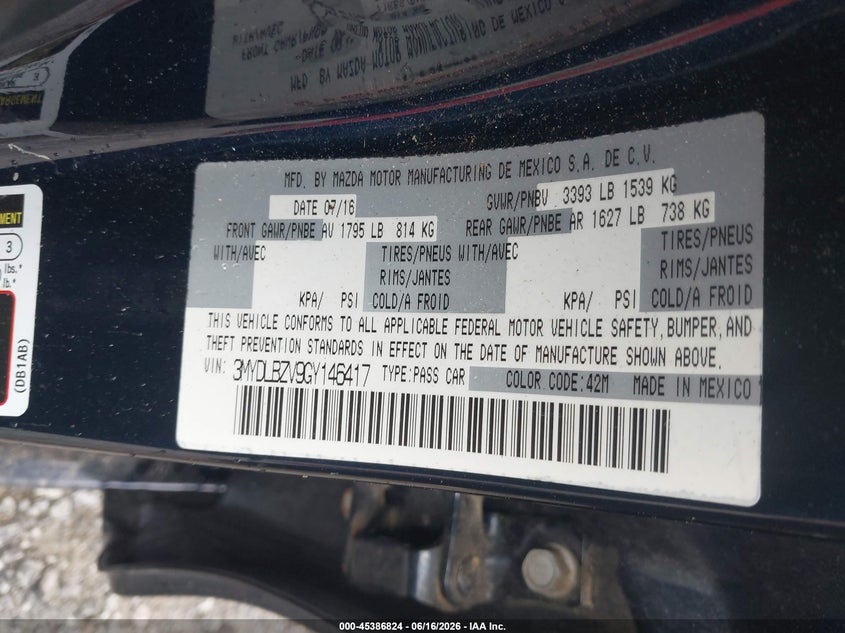 2016 Scion Ia VIN: 3MYDLBZV9GY146417 Lot: 45386824