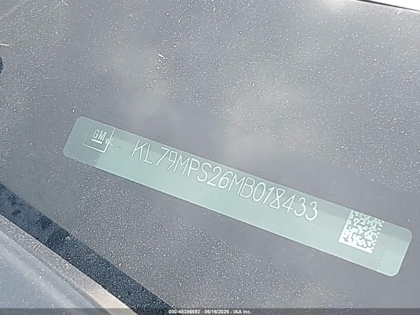 VIN KL79MPS26MB018433 2021 CHEVROLET TRAILBLAZER FWD LT