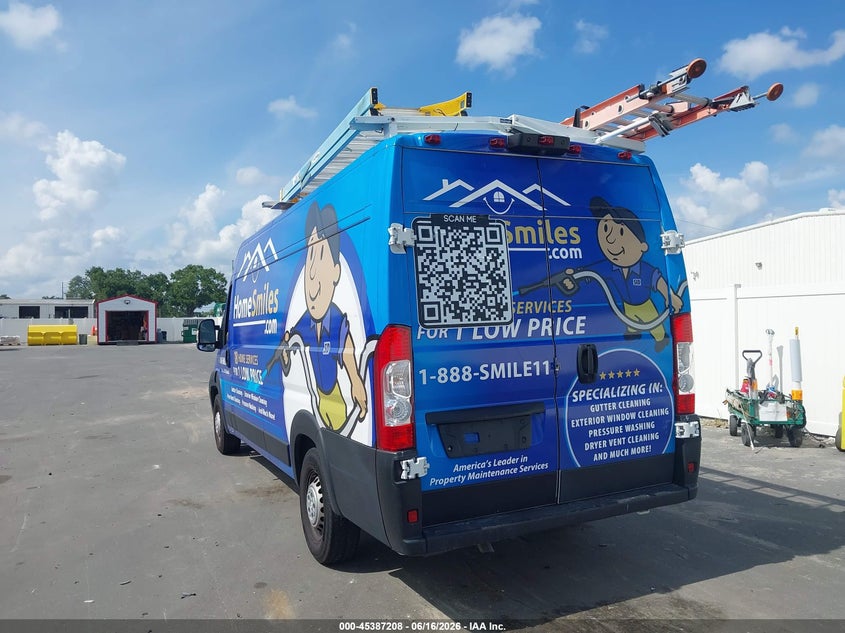 Vin: 3c6mrvjg5re103958, lot: 45885203, ram promaster 3500 cargo van tradesman high roof 159 wb ext w/pass seat 20243