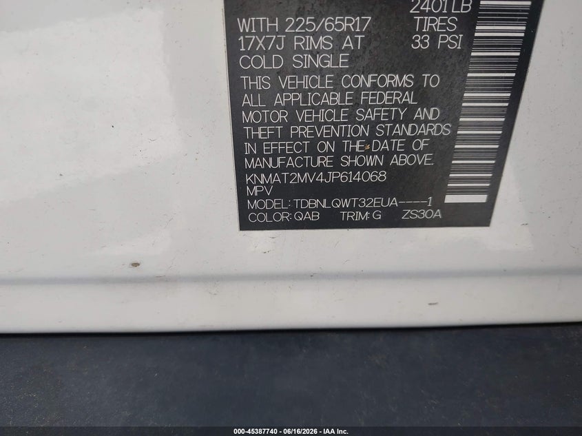 2018 NISSAN ROGUE SPORT UTILITY VEHICLE 2.5L I-4 DOHC, VVT, 170HP