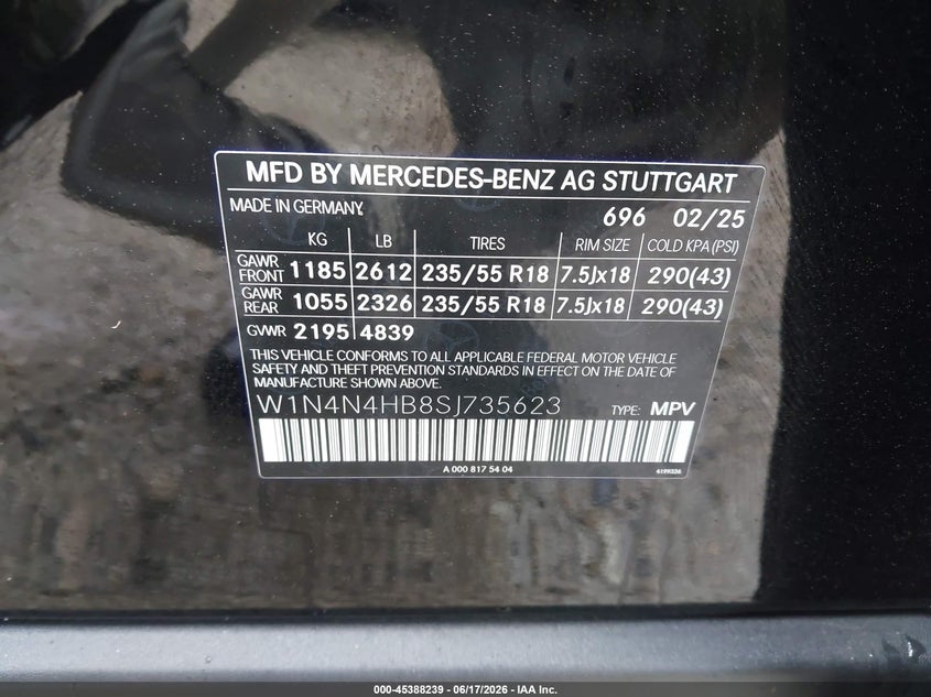 2025 Mercedes-Benz Gla 250 4Matic VIN: W1N4N4HB8SJ735623 Lot: 45388239