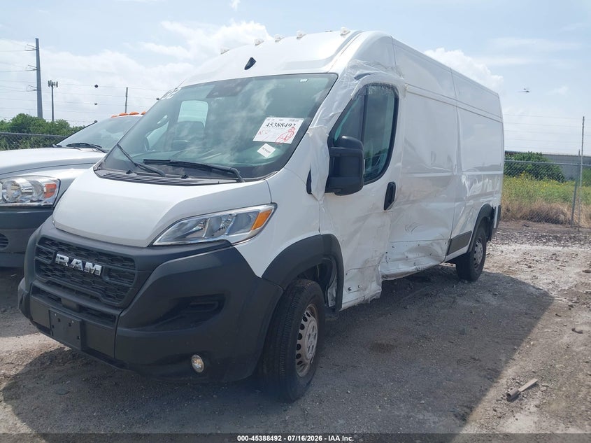 Vin: 3c6lrvdg2se509113, lot: 45886487, ram promaster 2500 tradesman high roof 159 wb w/pass seat 20252