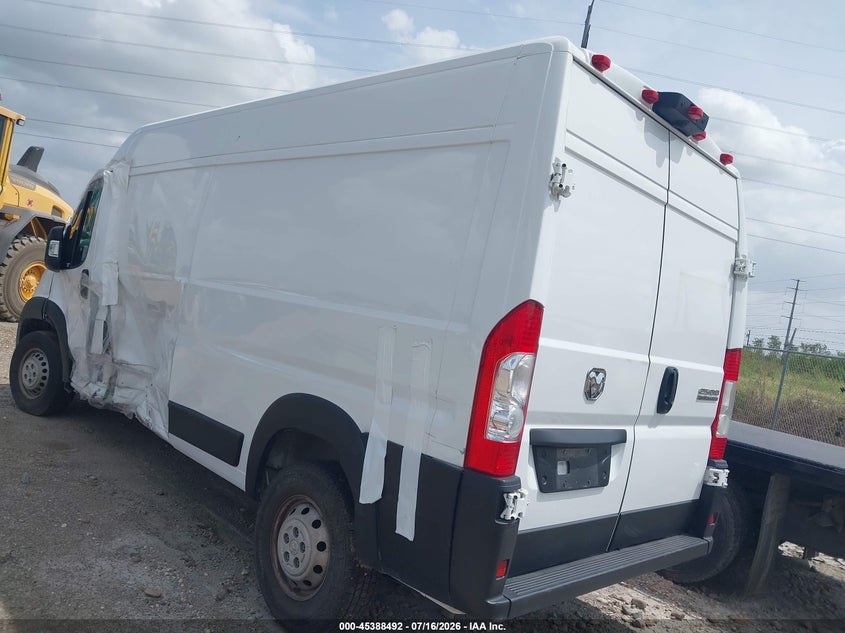 Vin: 3c6lrvdg2se509113, lot: 45886487, ram promaster 2500 tradesman high roof 159 wb w/pass seat 20253