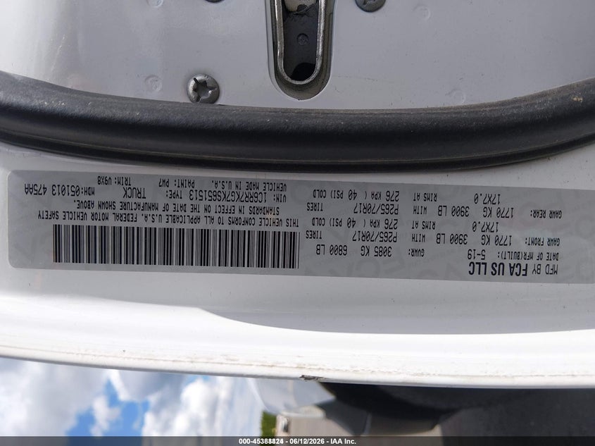 2019 Ram 1500 Classic Tradesman 4X4 5'7 Box VIN: 1C6RR7KG7KS651513 Lot: 45388824
