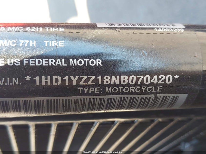 2022 Harley-Davidson Fxrst VIN: 1HD1YZZ18NB070420 Lot: 45389590