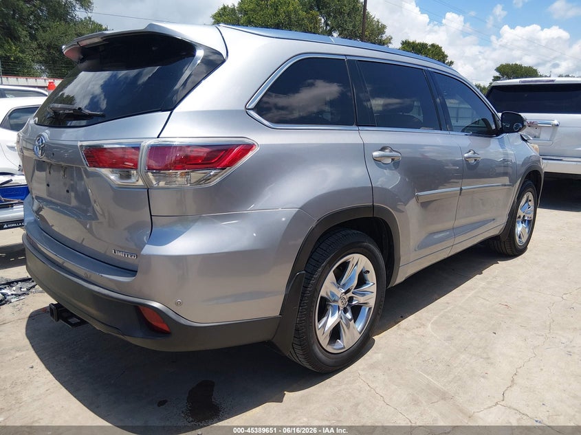 Vin: 5tdykrfh3fs067454, lot: 45887646, toyota highlander limited v6 20154