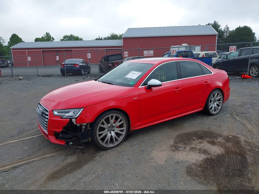 Vin: waub4af40ja001588, lot: 45887794, audi s4 3.0t premium plus 20182
