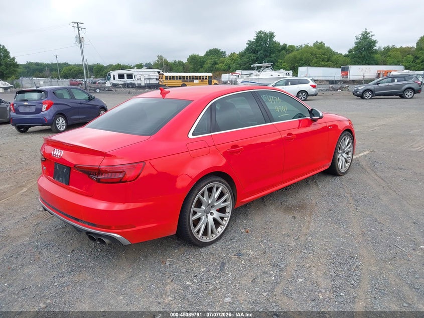 Vin: waub4af40ja001588, lot: 45887794, audi s4 3.0t premium plus 20184