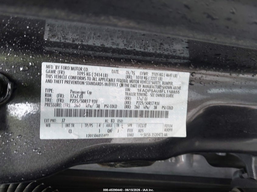 2015 Ford C-Max Hybrid Se VIN: 1FADP5AU8FL118855 Lot: 45390440