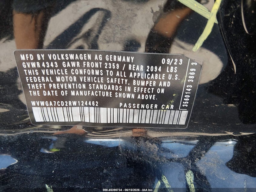 2024 Volkswagen Golf Gti 2.0T S VIN: WVWGA7CD2RW124462 Lot: 45390734