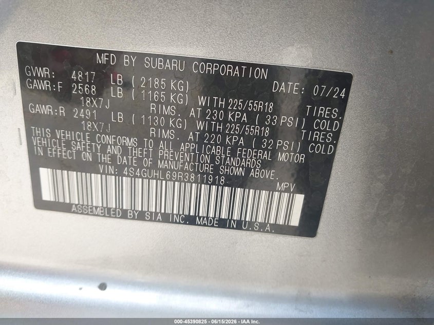 2024 Subaru Crosstrek Limited VIN: 4S4GUHL69R3811918 Lot: 45390825