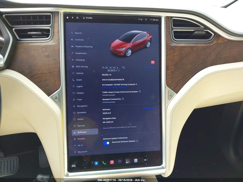 2017 Tesla Model X VIN: 5YJXCBE20HF065276 Lot: 45391116