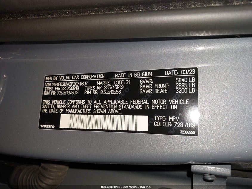 2023 Volvo Xc40 Recharge Pure Electric Twin Plus VIN: YV4ED3UW2P2074607 Lot: 45391266