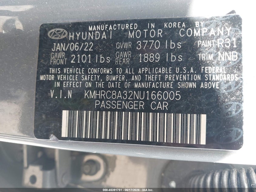 2022 Hyundai Venue Limited VIN: KMHRC8A32NU166005 Lot: 45391751