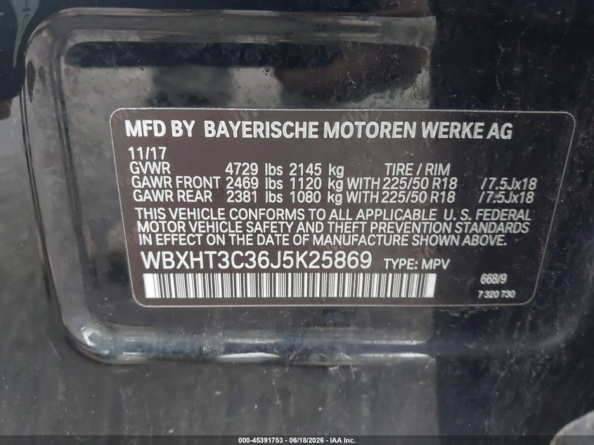 2018 BMW X1 SPORT UTILITY VEHICLE 2.0L I-4 DI, DOHC, VVT, TURBO, 228HP