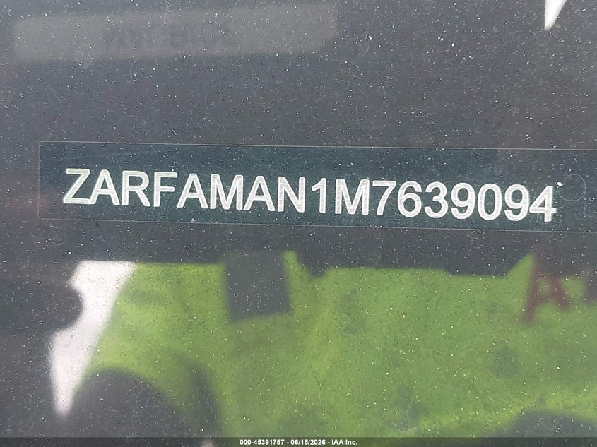 2021 Alfa Romeo Giulia Rwd VIN: ZARFAMAN1M7639094 Lot: 45391757