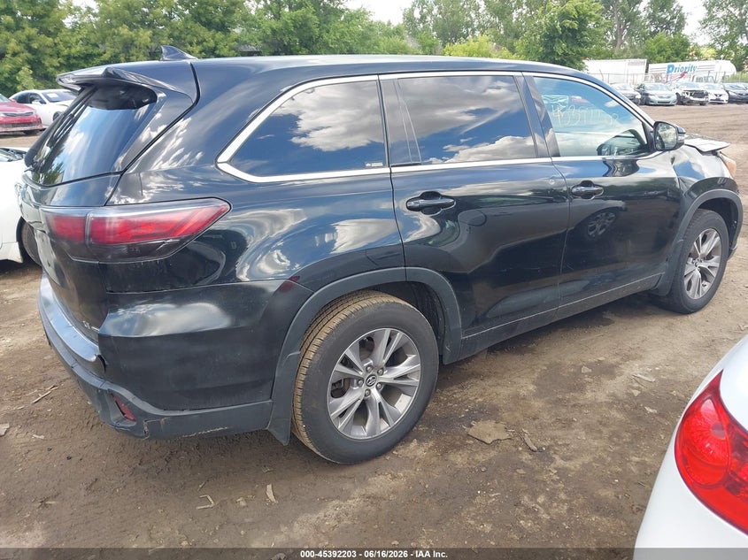 Vin: 5tdbkrfh5gs322550, lot: 45890206, toyota highlander le plus v6 20164