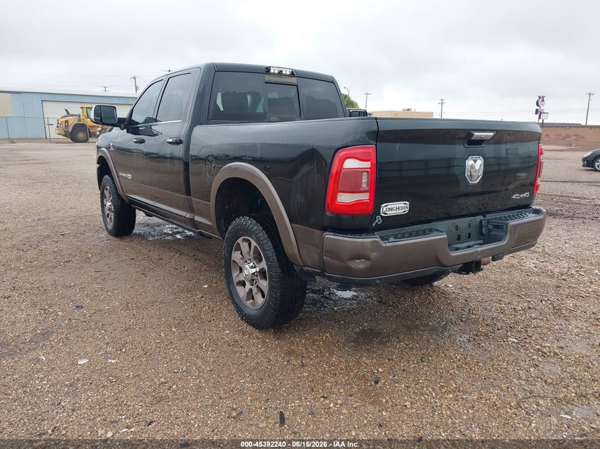 Vin: 3c6ur5gl4kg709072, lot: 45890243, ram 2500 longhorn  4x4 6'4 box 20193