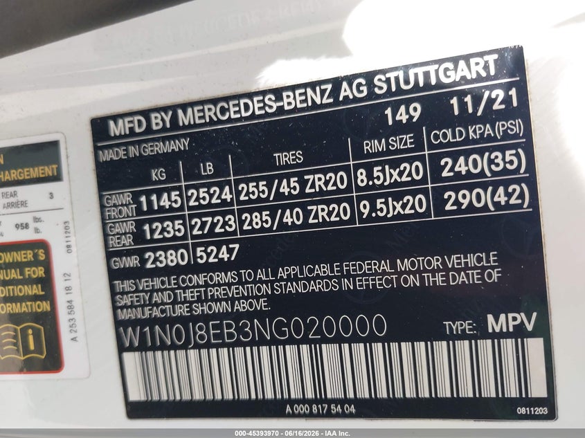 2022 Mercedes-Benz Glc 300 4Matic Coupe VIN: W1N0J8EB3NG020000 Lot: 45393970