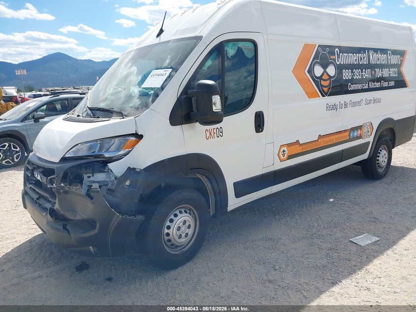Vin: 3c6mrvjg3se563271, lot: 45892046, ram promaster 3500 cargo van tradesman high roof 159 wb ext 20252