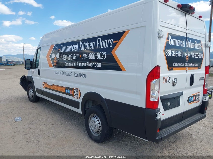 Vin: 3c6mrvjg3se563271, lot: 45892046, ram promaster 3500 cargo van tradesman high roof 159 wb ext 20253
