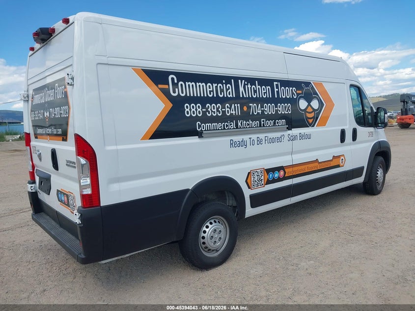 Vin: 3c6mrvjg3se563271, lot: 45892046, ram promaster 3500 cargo van tradesman high roof 159 wb ext 20254