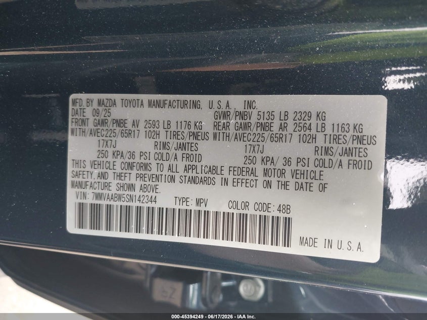 2025 Mazda Cx-50 Hybrid Preferred Package VIN: 7MMVAABW5SN142344 Lot: 45394249