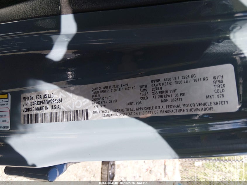 2024 Jeep Wrangler 4Xe Sahara 4Xe VIN: 1C4RJXP68RW295284 Lot: 45394340