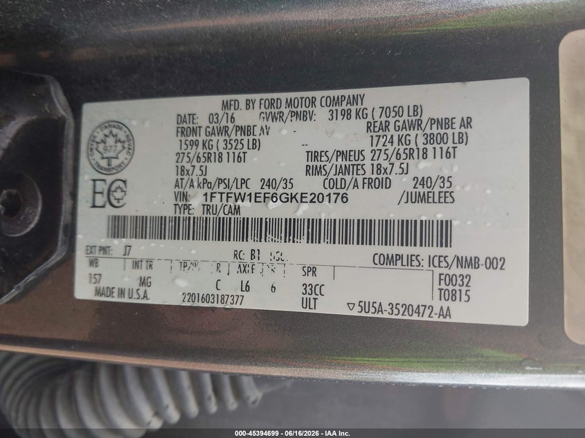 2016 FORD F-150 PICKUP 5.0L V-8 DOHC, VVT, 385HP