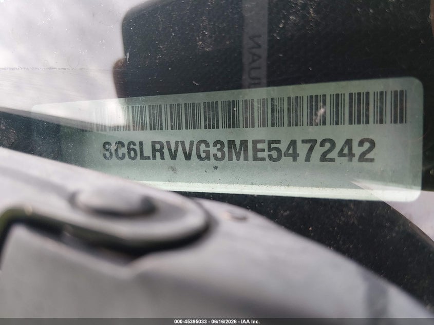 2021 Ram Promaster 2500 Low Roof 136 Wb VIN: 3C6LRVVG3ME547242 Lot: 45395033