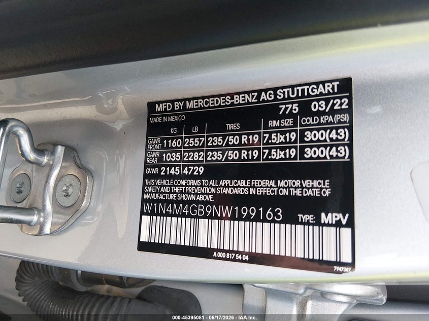 2022 Mercedes-Benz Glb 250 VIN: W1N4M4GB9NW199163 Lot: 45395081