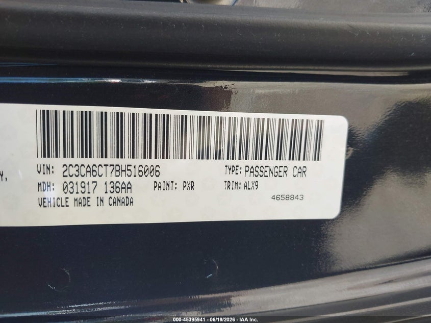 2011 Chrysler 300C VIN: 2C3CA6CT7BH516006 Lot: 45395941