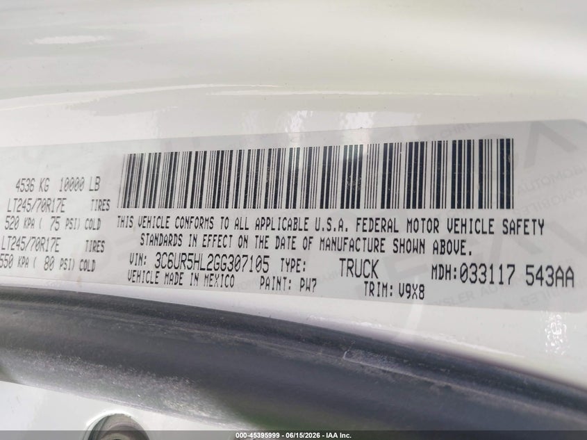 2016 RAM 2500 PICKUP 6.7L I-6 DI, TURBO, 370HP