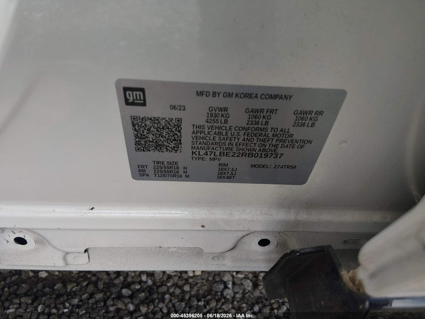 2024 Buick Envista Sport Touring Fwd VIN: KL47LBE22RB019737 Lot: 45396205