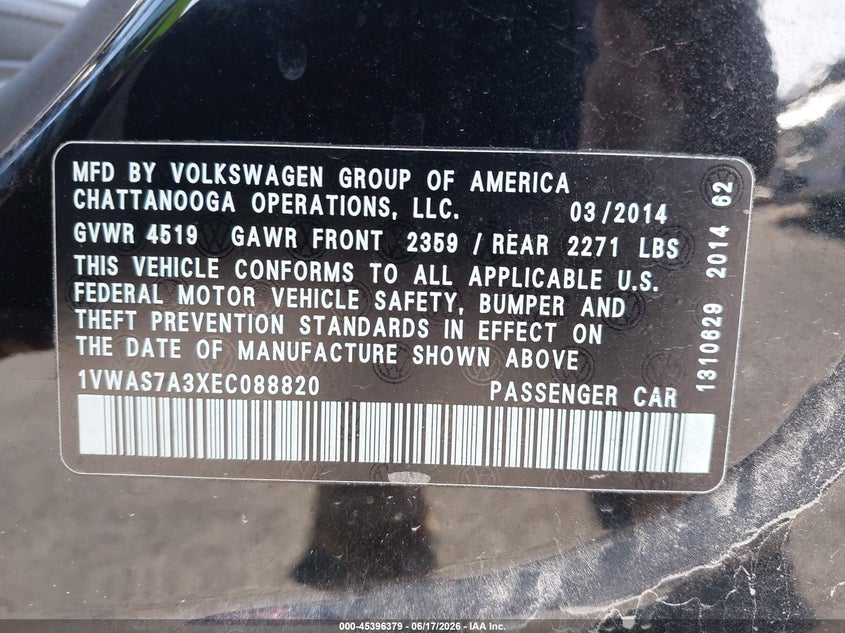 2014 VOLKSWAGEN PASSAT auction photo 8
