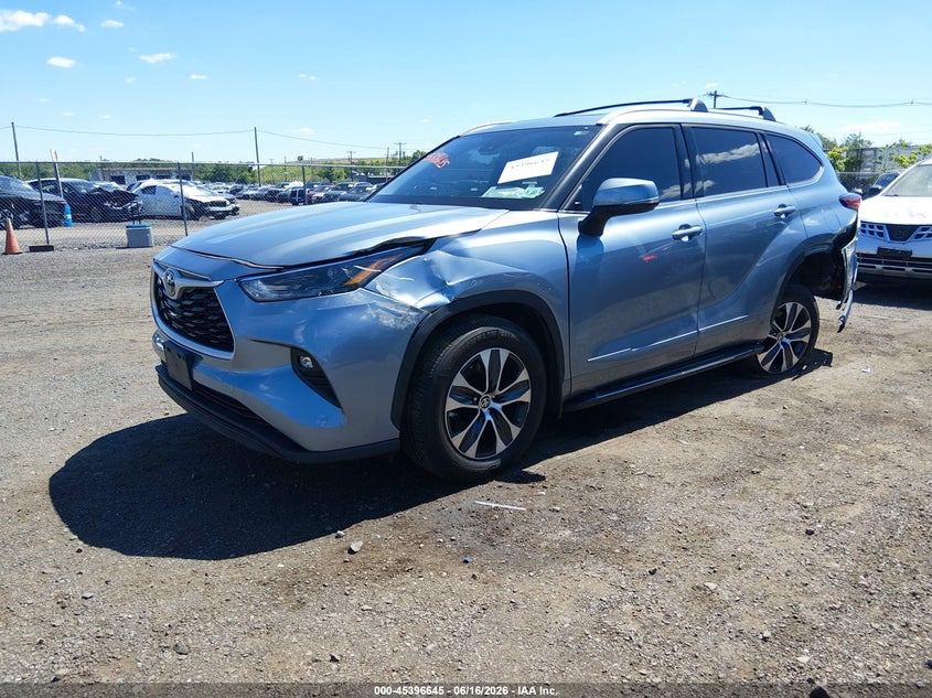Vin: 5tdgzrbh2ns218425, lot: 45894648, toyota highlander xle 20222