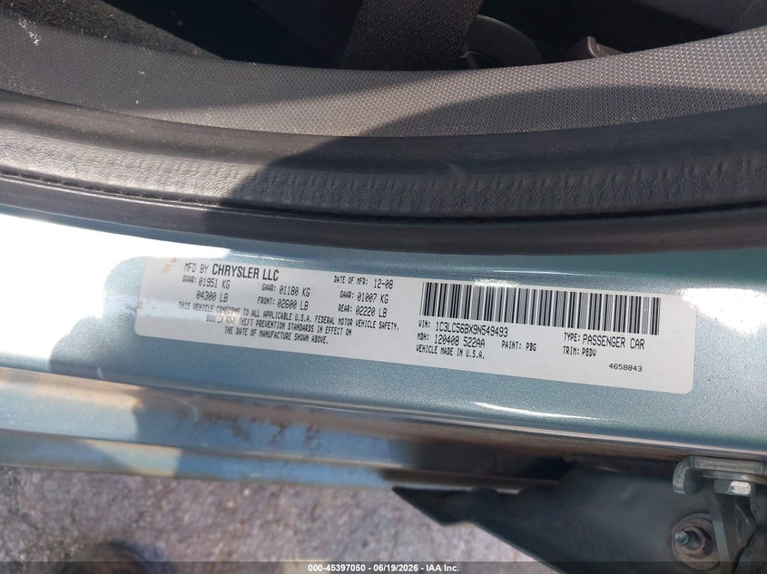 2009 Chrysler Sebring Touring VIN: 1C3LC56BX9N549493 Lot: 45397050