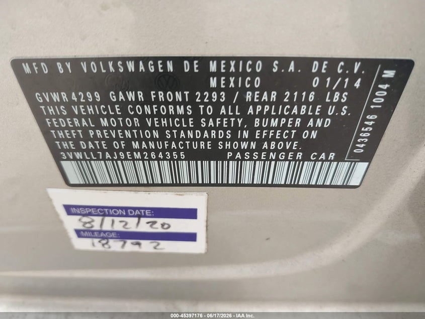 2014 VOLKSWAGEN JETTA SEDAN 2.0L I-4 DI, DOHC, TURBO, 140HP
