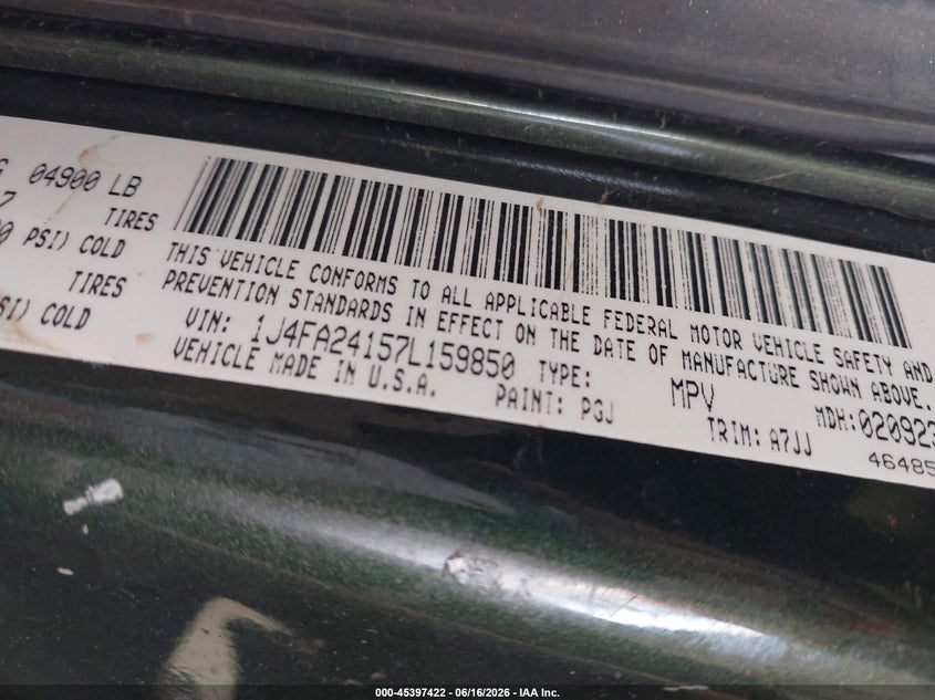 2007 JEEP WRANGLER CABRIO 3.8L V-6 202HP