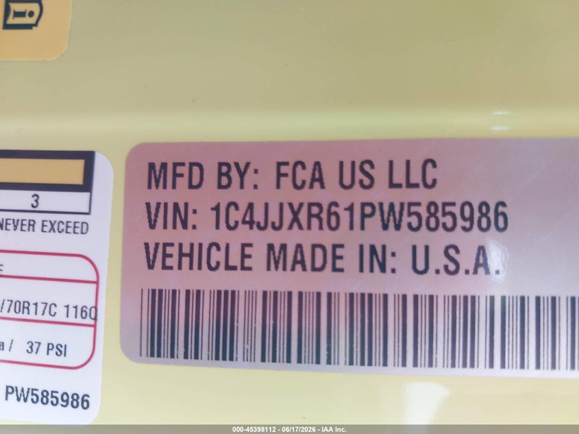 2023 Jeep Wrangler 4Xe Rubicon 4X4 VIN: 1C4JJXR61PW585986 Lot: 45398112