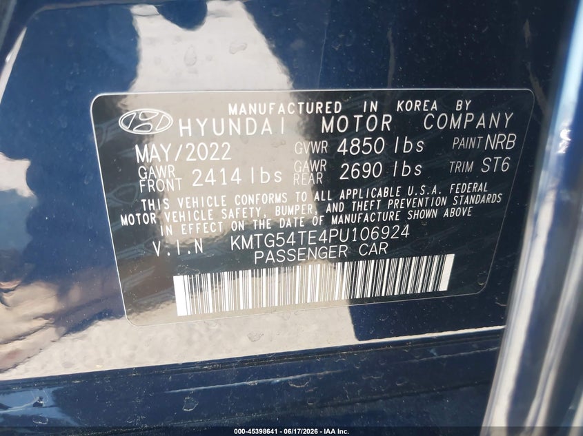 2023 Genesis G70 3.3T Rwd VIN: KMTG54TE4PU106924 Lot: 45398641