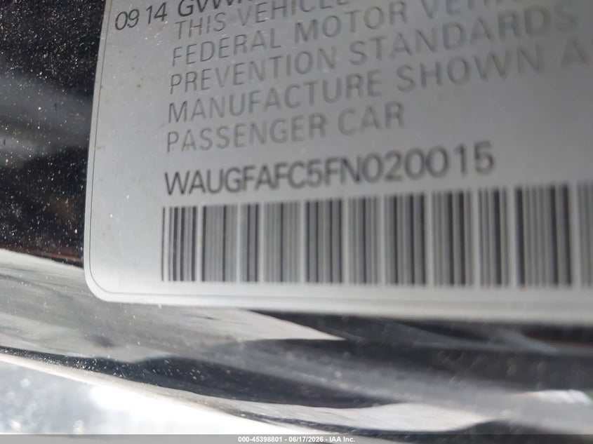 2015 Audi A6 2.0T Premium VIN: WAUGFAFC5FN020015 Lot: 45398801