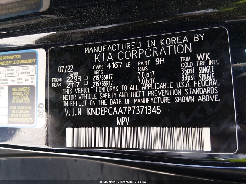 2023 Kia Seltos Lx VIN: KNDEPCAA7P7371345 Lot: 45399016