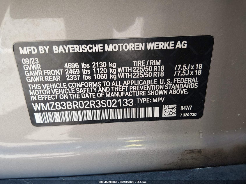 2024 Mini Countryman Cooper S VIN: WMZ83BR02R3S02133 Lot: 45399067